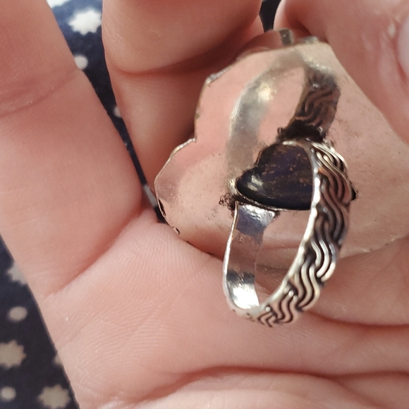 New Heart Shaped Lapis Lazuli 925 Silver Statement Ring. - Picture 16 of 16